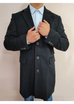 Мъжко дълго палто в тъмносив цвят Bitsiani Мъжко дълго палто в тъмносив цвят Bitsiani