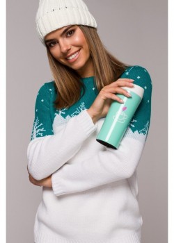 Зелен дамски пуловер с коледни мотиви MXS05 