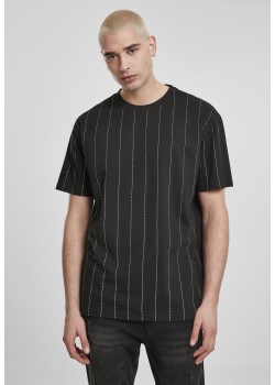 Мъжка черна тениска Urban Classics Oversized Pinstripe