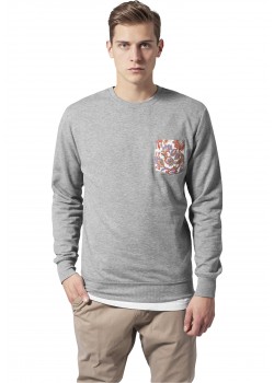 Мъжка сива блуза Urban Classics с кожен джоб grey/flower
