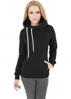 Дамски суичър в черно Urban Classics Raglan High Neck Hoody  Дамски суичър в черно Urban Classics Raglan High Neck Hoody