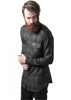Мъжка карирана риза с кожени детайли Urban Classics blk/red blk/cha Мъжка карирана риза с кожени детайли Urban Classics blk/red blk/cha