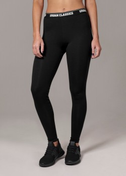 Дамски клин в черен цвят Urban Classics Ladies Logo Leggings black  Дамски клин в черен цвят Urban Classics Ladies Logo Leggings black