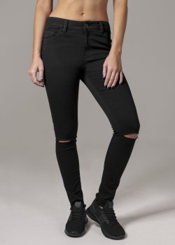 Дамски панталон в черен цвят Urban Classics Ladies Cut Knee Pants black  Дамски панталон в черен цвят Urban Classics Ladies Cut Knee Pants black
