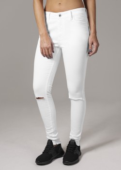Дамски панталон в бяло Urban Classics Ladies Cut Knee Pants  Дамски панталон в бяло Urban Classics Ladies Cut Knee Pants