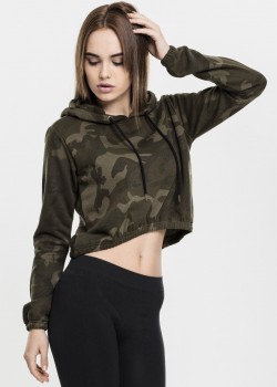 Дамски суичър в цвят маслина Urban Classics Ladies Camo Cropped Hoody   Дамски суичър в цвят маслина Urban Classics Ladies Camo Cropped Hoody