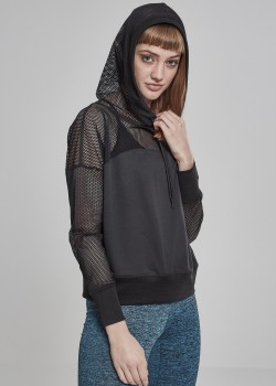 Дамски суичър в черно Urban Classics Ladies Mesh Hoody  Дамски суичър в черно Urban Classics Ladies Mesh Hoody