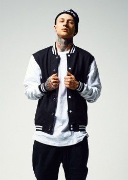 Мъжко колежанско яке в черно Urban Classics blk/wht Мъжко колежанско яке в черно Urban Classics blk/wht