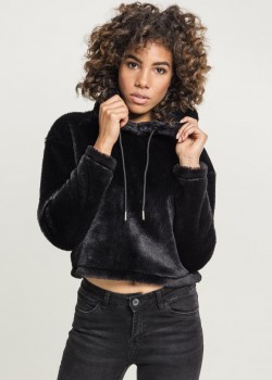 Дамски плюшен суичър Urban Classics в черен цвят Дамски плюшен суичър Urban Classics в черен цвят