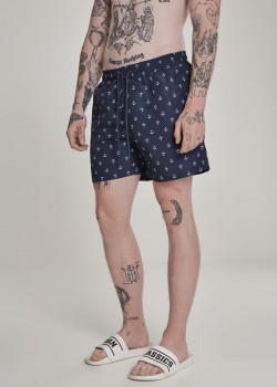 Мъжки плувни шорти Urban Classics Pattern anchor/navy Мъжки плувни шорти Urban Classics Pattern anchor/navy
