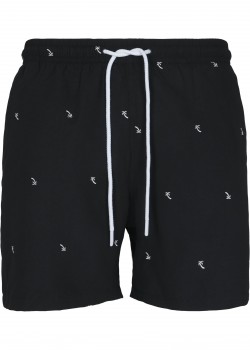 Мъжки черни бански с бели палми Urban Classics Embroidery  Мъжки черни бански с бели палми Urban Classics Embroidery