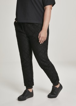 Дамски спортни панталони в черно Urban Classics Ladies Lace Jersey Jog Pants  Дамски спортни панталони в черно Urban Classics Ladies Lace Jersey Jog Pants