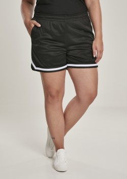 Дамски мрежести BIG SIZE къси панталони в черен цвят Urban Classics Ladies Stripes Mesh Hot Pants  Дамски мрежести BIG SIZE къси панталони в черен цвят Urban Classics Ladies Stripes Mesh Hot Pants