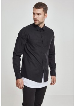 Мъжка черна риза Urban Classics blk/blk Мъжка черна риза Urban Classics blk/blk