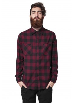 Мъжка карирана риза Urban Classics blk/burgundy Мъжка карирана риза Urban Classics blk/burgundy