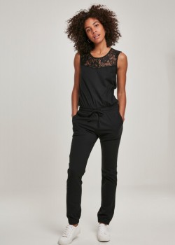 Дамски гащеризон с дантела в черен цвят Urban Classics Ladies Lace Block Jumpsuit  Дамски гащеризон с дантела в черен цвят Urban Classics Ladies Lace Block Jumpsuit