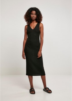 Дамска рокля в черен цвят Ladies Midi Sleeveless Rib Dress Дамска рокля в черен цвят Ladies Midi Sleeveless Rib Dress