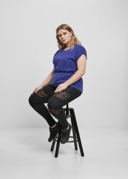 Дамски черен клин Ladies Flock Lace Inset Leggings Дамски черен клин Ladies Flock Lace Inset Leggings