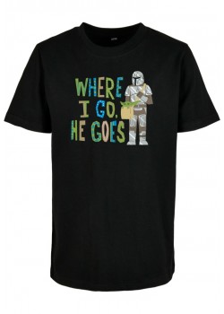 Детска тениска в черен цвят Mister Tee Mandalorian Where I Go  Детска тениска в черен цвят Mister Tee Mandalorian Where I Go