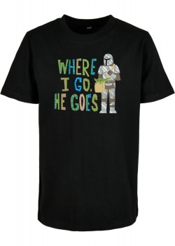 Детска тениска в черен цвят Mister Tee Mandalorian Where I Go  Детска тениска в черен цвят Mister Tee Mandalorian Where I Go