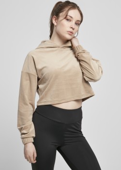 Дамски кадифен суичър в бежов цвят Urban Classics Дамски кадифен суичър в бежов цвят Urban Classics