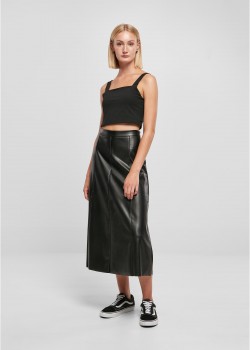 Дамска кожена пола в черен цвят Urban Classics Leather Midi Skirt Дамска кожена пола в черен цвят Urban Classics Leather Midi Skirt