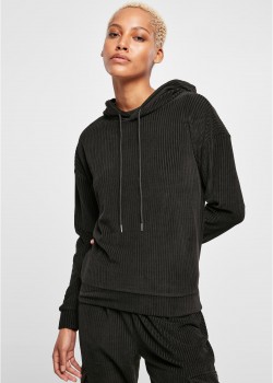 Дамски суичър с качулка в черен цвят Urban Classics Ladies Velvet Hoody Дамски суичър с качулка в черен цвят Urban Classics Ladies Velvet Hoody