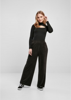 Дамски панталон с широки крачоли в черен цвят Urban Classics Ladies Straight Pants  Дамски панталон с широки крачоли в черен цвят Urban Classics Ladies Straight Pants