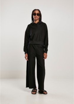 Дамски къс суичър с качулка в черен цвят Urban Classics Hoody Дамски къс суичър с качулка в черен цвят Urban Classics Hoody