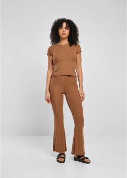 Дамски клин с широки крачоли в светлокафяв цвят Urban Classics Ladies Flared Leggings Дамски клин с широки крачоли в светлокафяв цвят Urban Classics Ladies Flared Leggings