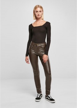 Дамски кожен панталон в кафяв цвят Urban Classics Ladies Leather Pants Дамски кожен панталон в кафяв цвят Urban Classics Ladies Leather Pants
