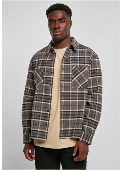 Мъжка карирана риза в сив цвят Urban Classics Boxy Kane  Мъжка карирана риза в сив цвят Urban Classics Boxy Kane