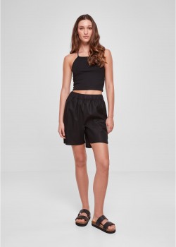 Дамски къс ленен панталон в черен цвят Urban Classics Ladies Linen Shorts Дамски къс ленен панталон в черен цвят Urban Classics Ladies Linen Shorts