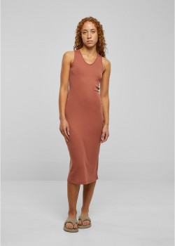 Дамска рокля в цвят праскова Urban Classics Ladies Sleeveless Rib Dress Дамска рокля в цвят праскова Urban Classics Ladies Sleeveless Rib Dress