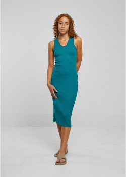 Дамска рокля в петролено зелен цвят Urban Classics Ladies Midi Sleeveless Rib Dress Дамска рокля в петролено зелен цвят Urban Classics Ladies Midi Sleeveless Rib Dress