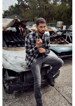Мъжка карирана риза в черен цвят Brandit Check Shirt black/charcoal  Мъжка карирана риза в черен цвят Brandit Check Shirt black/charcoal