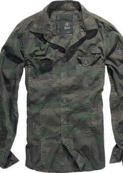 Мъжка риза в зелен камуфлаж Brandit Slim Fit woodland Мъжка риза в зелен камуфлаж Brandit Slim Fit woodland