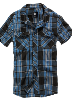 Мъжка риза с къс ръкав цвят индиго Brandit Roadstar indigo checked Мъжка риза с къс ръкав цвят индиго Brandit Roadstar indigo checked