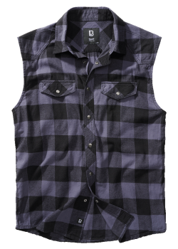 Мъжка риза без ръкави в сиво каре Brandit Sleeveless black/grey Мъжка риза без ръкави в сиво каре Brandit Sleeveless black/grey