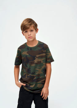 Детска тениска в камуфлажен десен Brandit woodland Детска тениска в камуфлажен десен Brandit woodland