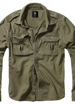 Мъжка риза в масленозелен цвят Brandit Vintage Shirt  Мъжка риза в масленозелен цвят Brandit Vintage Shirt