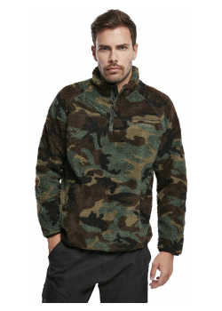 Мъжко яке от плюшен полар в зелен камуфлаж Brandit Teddyfleece Troyer woodland Мъжко яке от плюшен полар в зелен камуфлаж Brandit Teddyfleece Troyer woodland