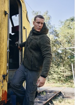 Мъжко пухкаво яке в цвят маслина Brandit Teddyfleece Worker  Мъжко пухкаво яке в цвят маслина Brandit Teddyfleece Worker