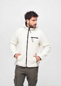 Мъжко пухкаво яке в бял цвят Brandit Teddyfleece Worker Мъжко пухкаво яке в бял цвят Brandit Teddyfleece Worker