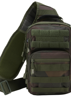 Функционална чанта в камуфлаж Brandit US Cooper Sling Pack Medium dark woodland Функционална чанта в камуфлаж Brandit US Cooper Sling Pack Medium dark woodland