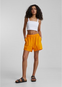 Дамски къси панталони в оранжев цвят Urban Classics Ladies Linen Mixed Boxer Shorts Дамски къси панталони в оранжев цвят Urban Classics Ladies Linen Mixed Boxer Shorts