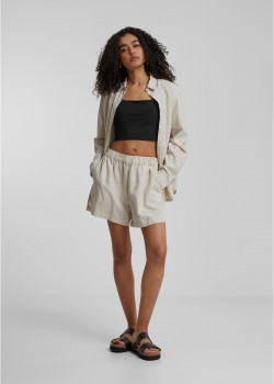 Дамски къси панталони в светлобежов цвят Urban Classics Ladies Linen Mixed Boxer Shorts Дамски къси панталони в светлобежов цвят Urban Classics Ladies Linen Mixed Boxer Shorts
