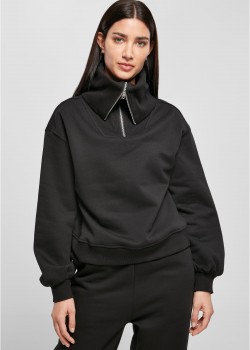 Дамски суичър в черно Urban Classics Oversized High Neck Troyer Дамски суичър в черно Urban Classics Oversized High Neck Troyer