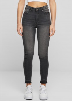 Дамски дънки с висока талия Urban Classics Open Hem black washed Дамски дънки с висока талия Urban Classics Open Hem black washed