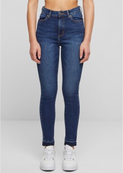 Дамски дънки с висока талия Urban Classics Open Hem darkblue washed Дамски дънки с висока талия Urban Classics Open Hem darkblue washed